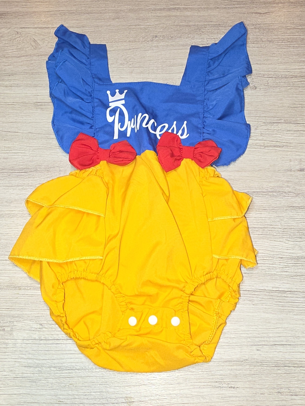 Snow White Disney Princess Infant Romper Baby Girl Blue Yellow Size 3-6 Months